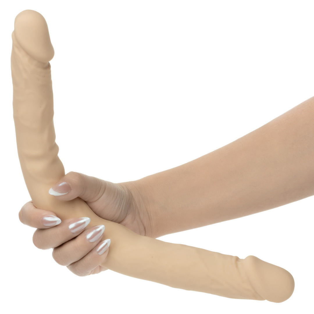 Silicone Studs Bend & Hold 16" Dual Dong - Ivory