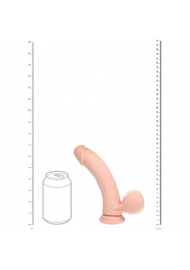 RealRock - Rechargeable - Dual Layered - Liquid Silicone - Vibrating - Curved - Weighted Balls 7" - Vanilla