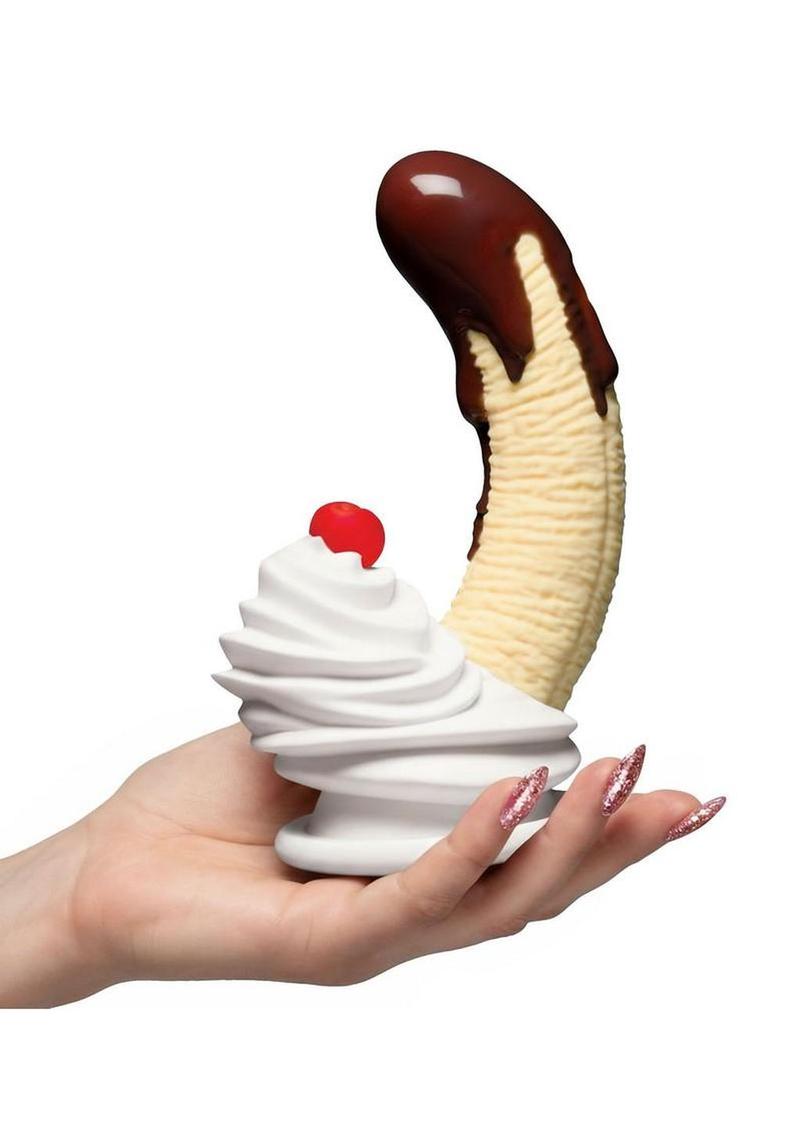 Simply Sweet Chocolate Dipped Banana Split Premium Silicone Dildo - 7.4"