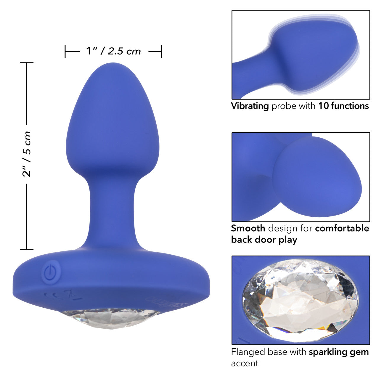 Cheeky Gems™ Small Rechargeable Vibrating Probe - Purple