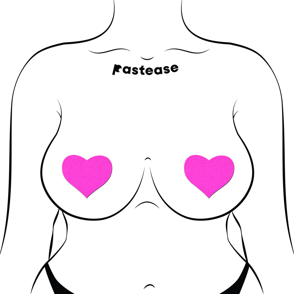 Neon Heart Nipple Pasties by Pastease® - Neon Pink