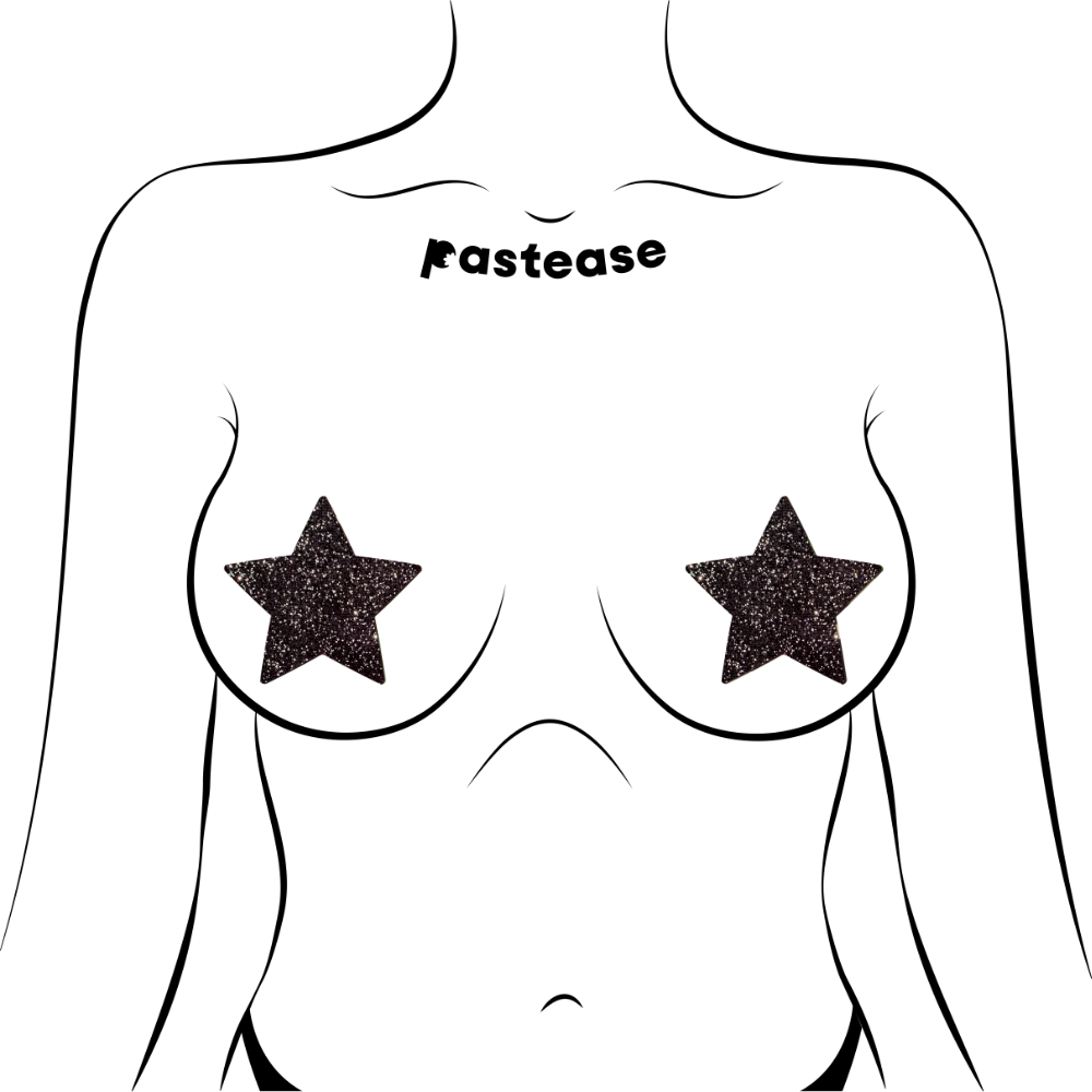 Star: Sparkle Black Star Nipple Pasties by Pastease®