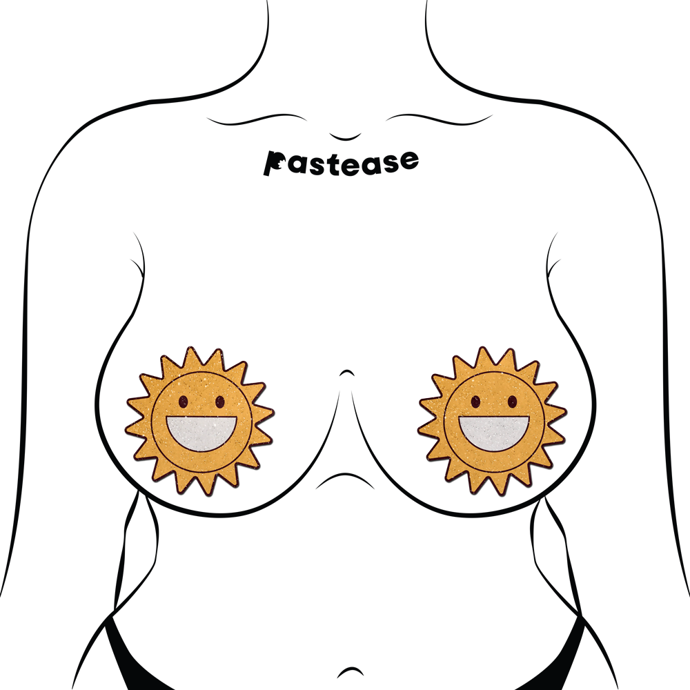 Happy Sun Pasties Sparkling Smiling Sunshine Nipple Covers by Pastease®