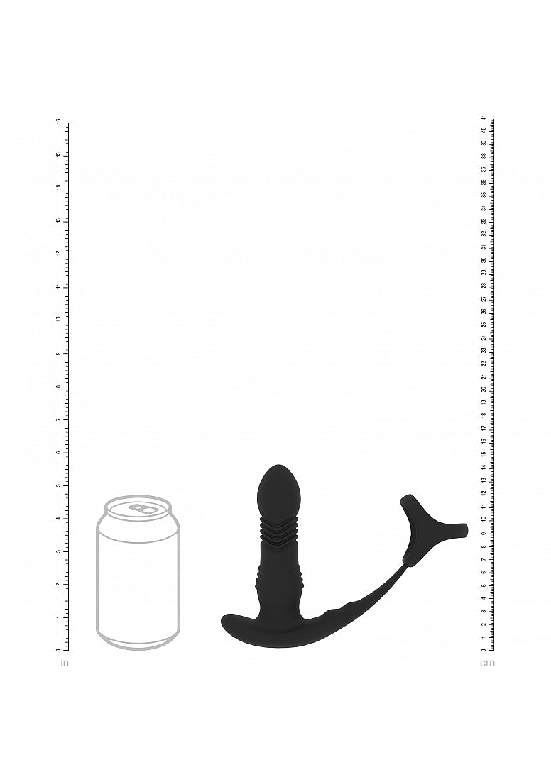 LEVELZ - Vibrating & Thrusting Silicone Prostate Massager with Tri O Cock Ring - Black