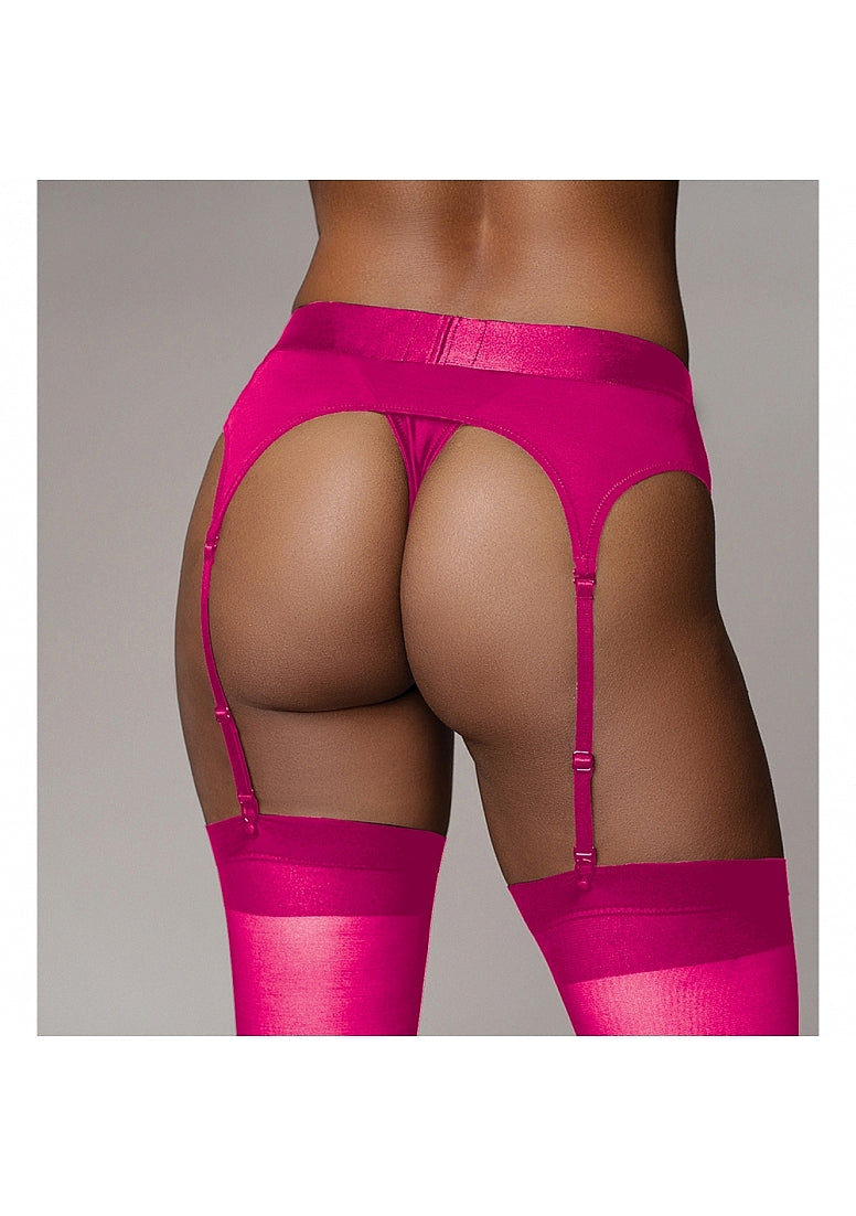 Vibrating Strap-on Thong with Adjustable Garters - Pink - M/L