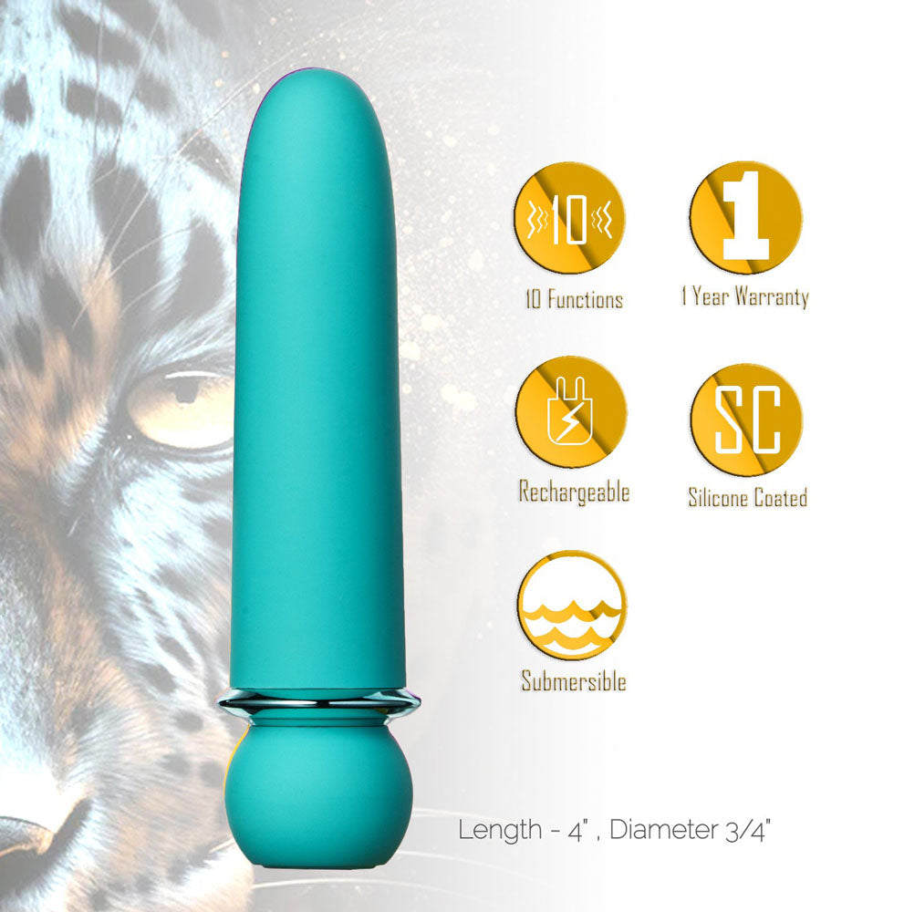 JAGUAR BLUE 10-Function Rechargeable Silicone Coated Super-Charged Bullet