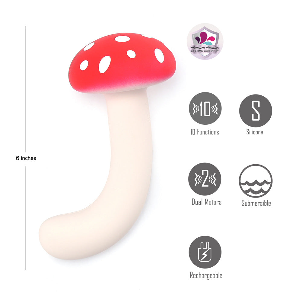 ALICE Liquid Silicone 10-Function Flex Shaft Mushroom Vibrator