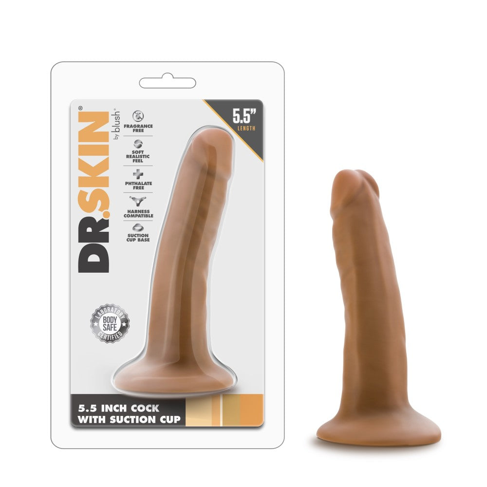 Dr. Skin By Blush® | Realistic Mocha 5.5-Inch Long Dildo With Suction Cup Base