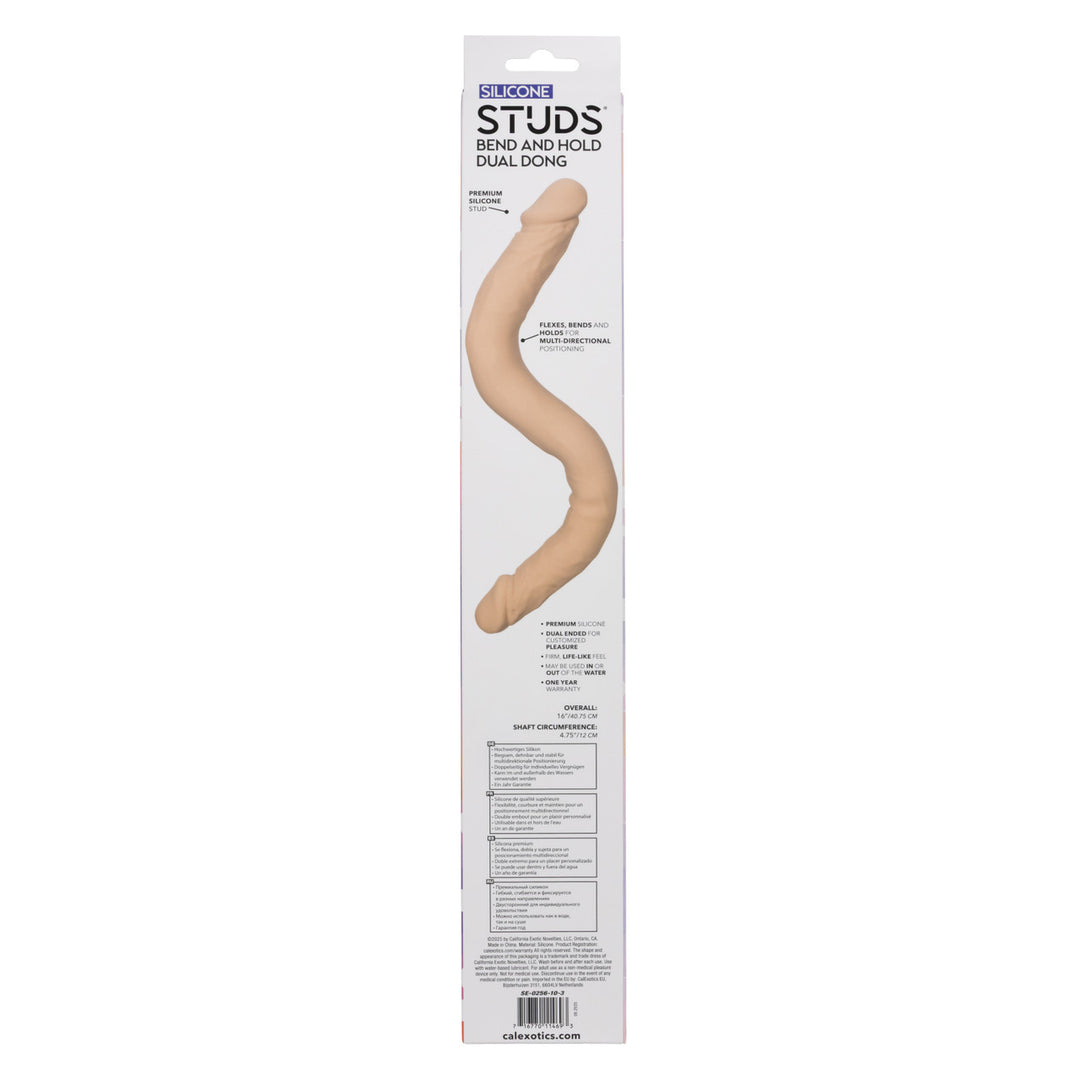 Silicone Studs Bend & Hold 16" Dual Dong - Ivory