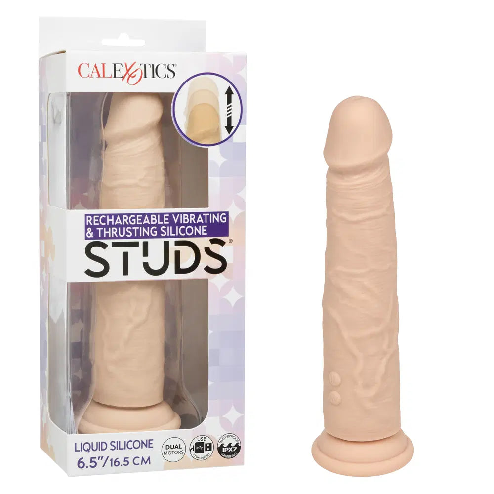 Studs Rechargeable Vibrating & Thrusting Silicone - Ivory