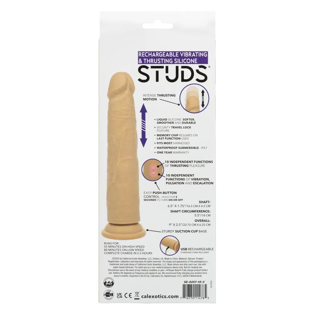 Studs Rechargeable Vibrating & Thrusting Silicone - Ivory