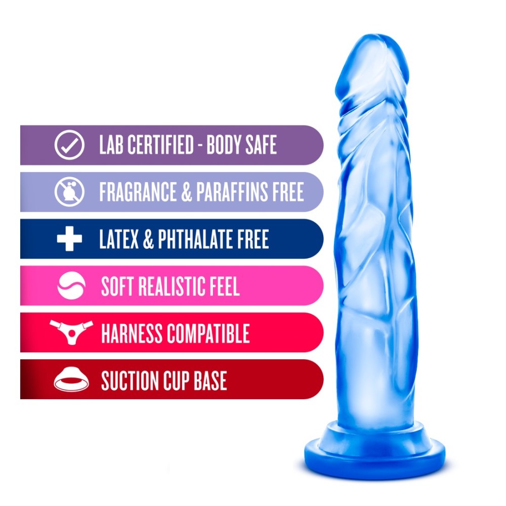 B Yours By Blush® | Sweet N' Hard 5 Realistic Blue 7.5-Inch Long Dildo With Suction Cup Base