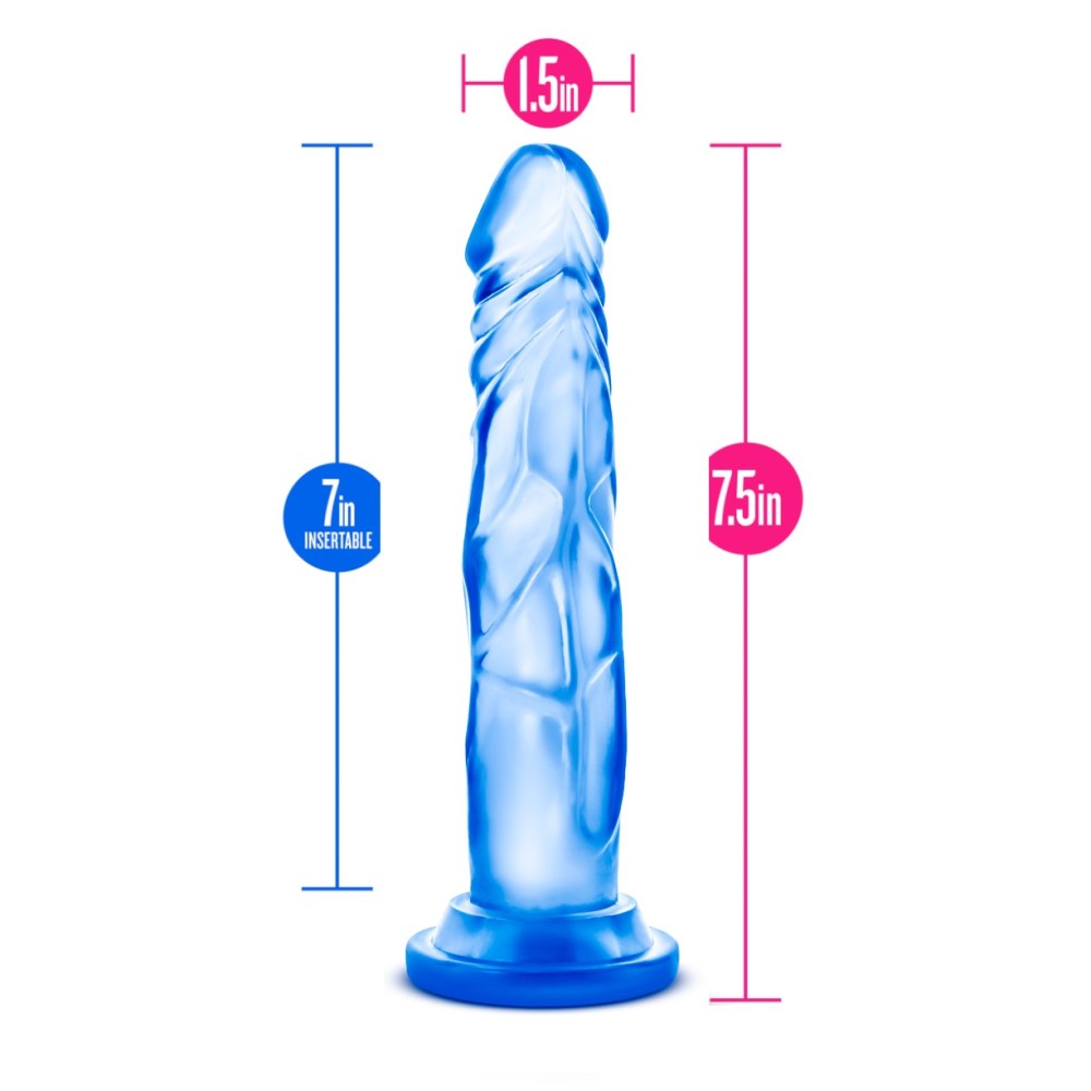 B Yours By Blush® | Sweet N' Hard 5 Realistic Blue 7.5-Inch Long Dildo With Suction Cup Base