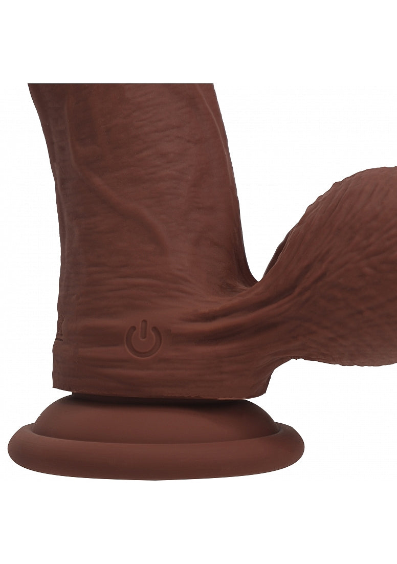 RealRock - Rechargeable - Dual Layered - Liquid Silicone - Vibrating - Curved - Weighted Balls 7" - Brown