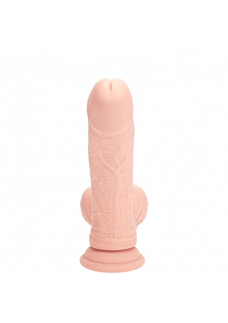 RealRock - Rechargeable - Dual Layered - Liquid Silicone - Vibrating - Curved - Weighted Balls 7" - Vanilla