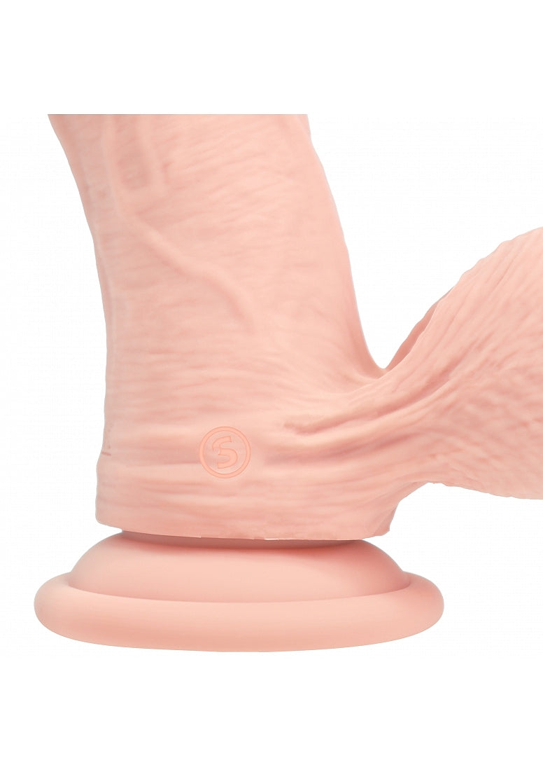 RealRock - Rechargeable - Dual Layered - Liquid Silicone - Vibrating - Curved - Weighted Balls 7" - Vanilla