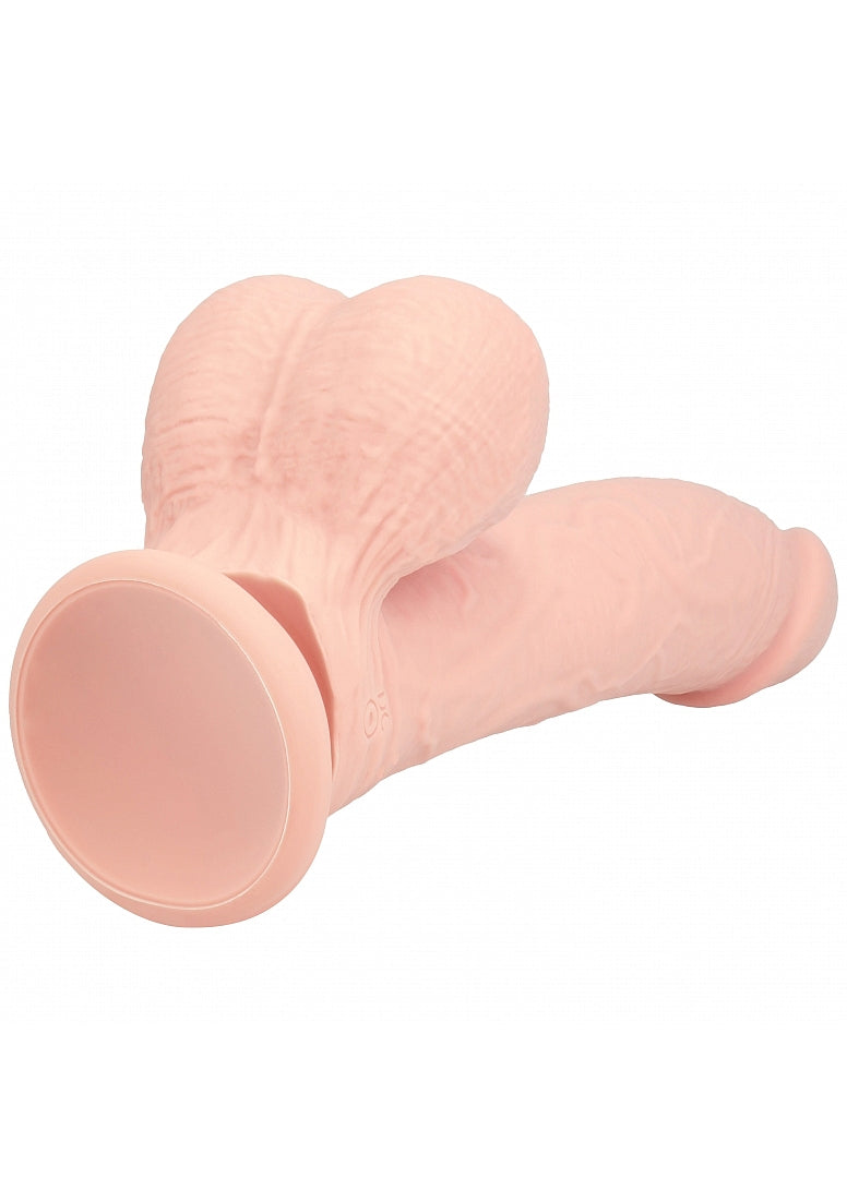 RealRock - Rechargeable - Dual Layered - Liquid Silicone - Vibrating - Curved - Weighted Balls 7" - Vanilla