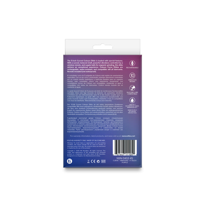 Colours - Curve - Vibrating - 5" Dildo - Purple