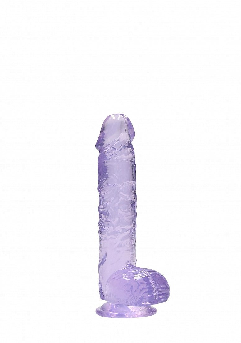 RealRock - Crystal Clear - Realistic Dildo With Balls - 6" - Purple
