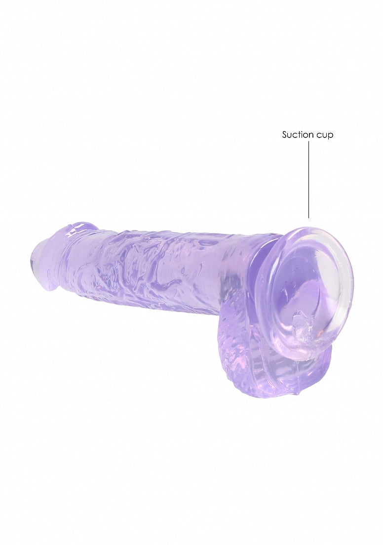 RealRock - Crystal Clear - Realistic Dildo With Balls - 6" - Purple