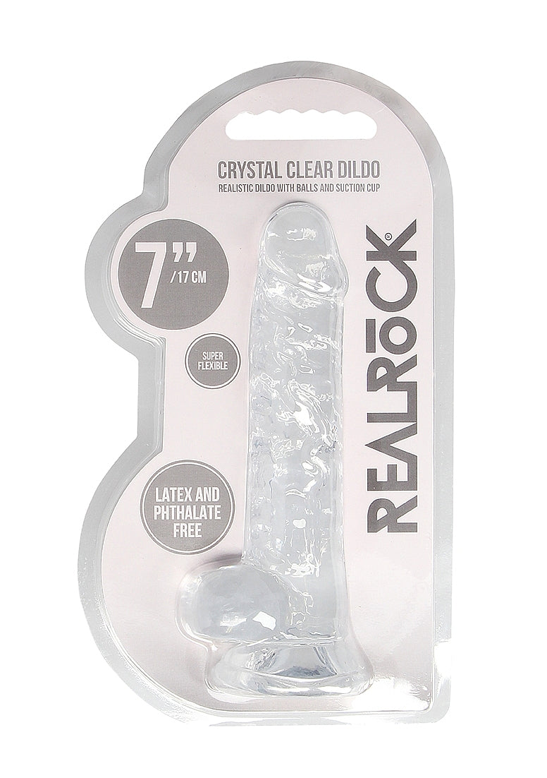 RealRock - Crystal Clear - Realistic Dildo With Balls - 7" - Transparent