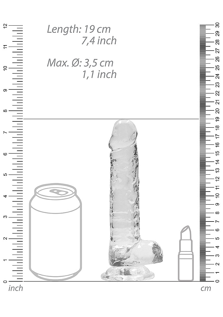 RealRock - Crystal Clear - Realistic Dildo With Balls - 7" - Transparent