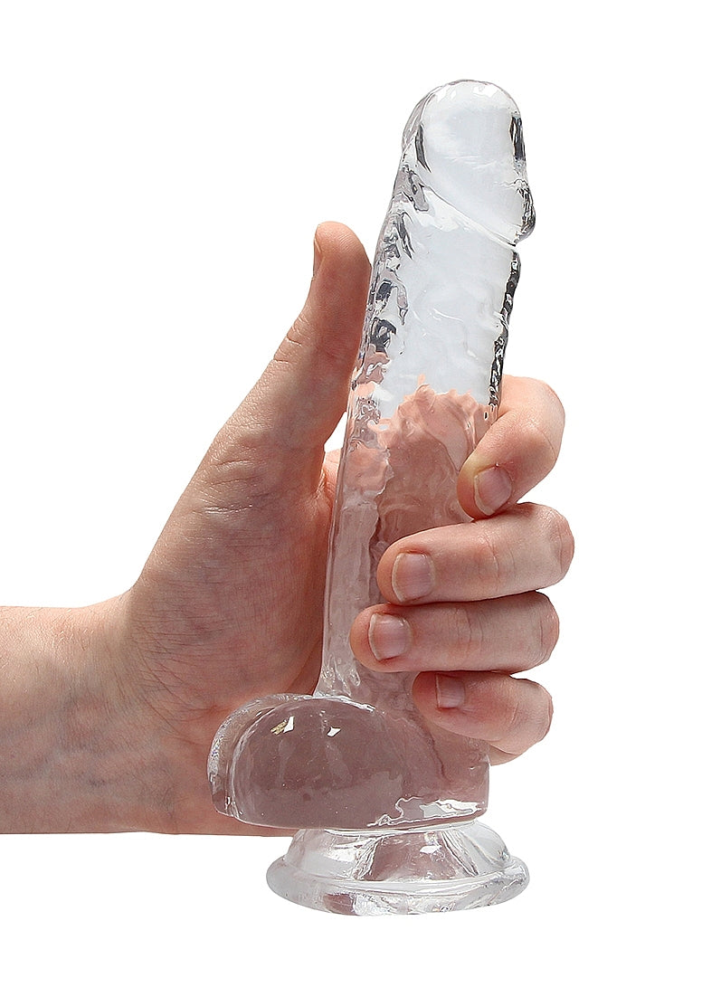 RealRock - Crystal Clear - Realistic Dildo With Balls - 7" - Transparent