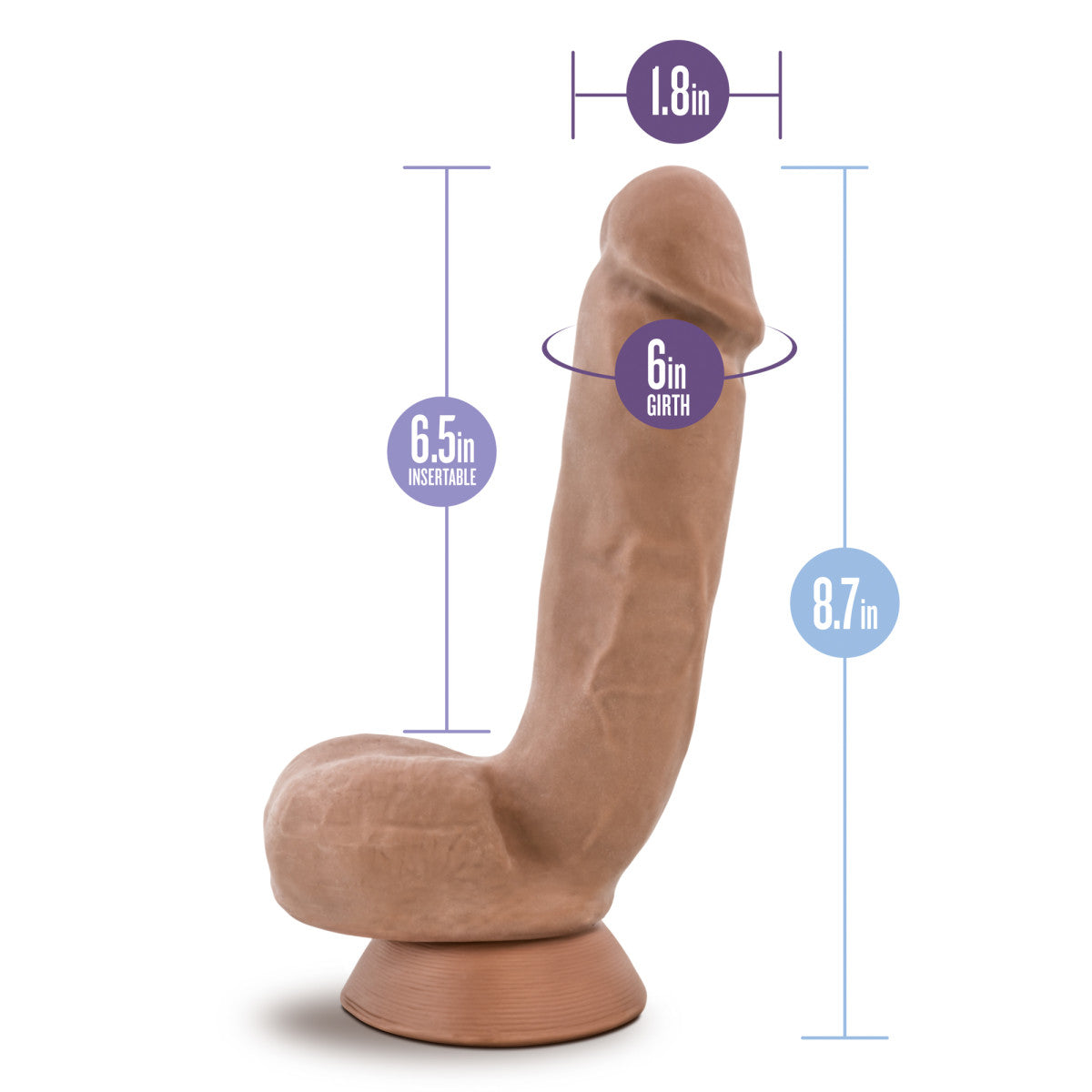Au Naturel By Blush® | Macho Realistic Latin 8.5-Inch Long Dildo With Balls & Suction Cup Base