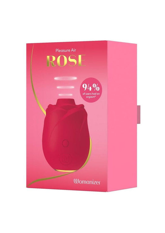 Rose Rechargeable Silicone Air Pulse Clitoral Vibrator - Red/Gold