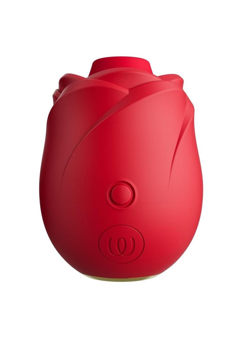 Rose Rechargeable Silicone Air Pulse Clitoral Vibrator - Red/Gold