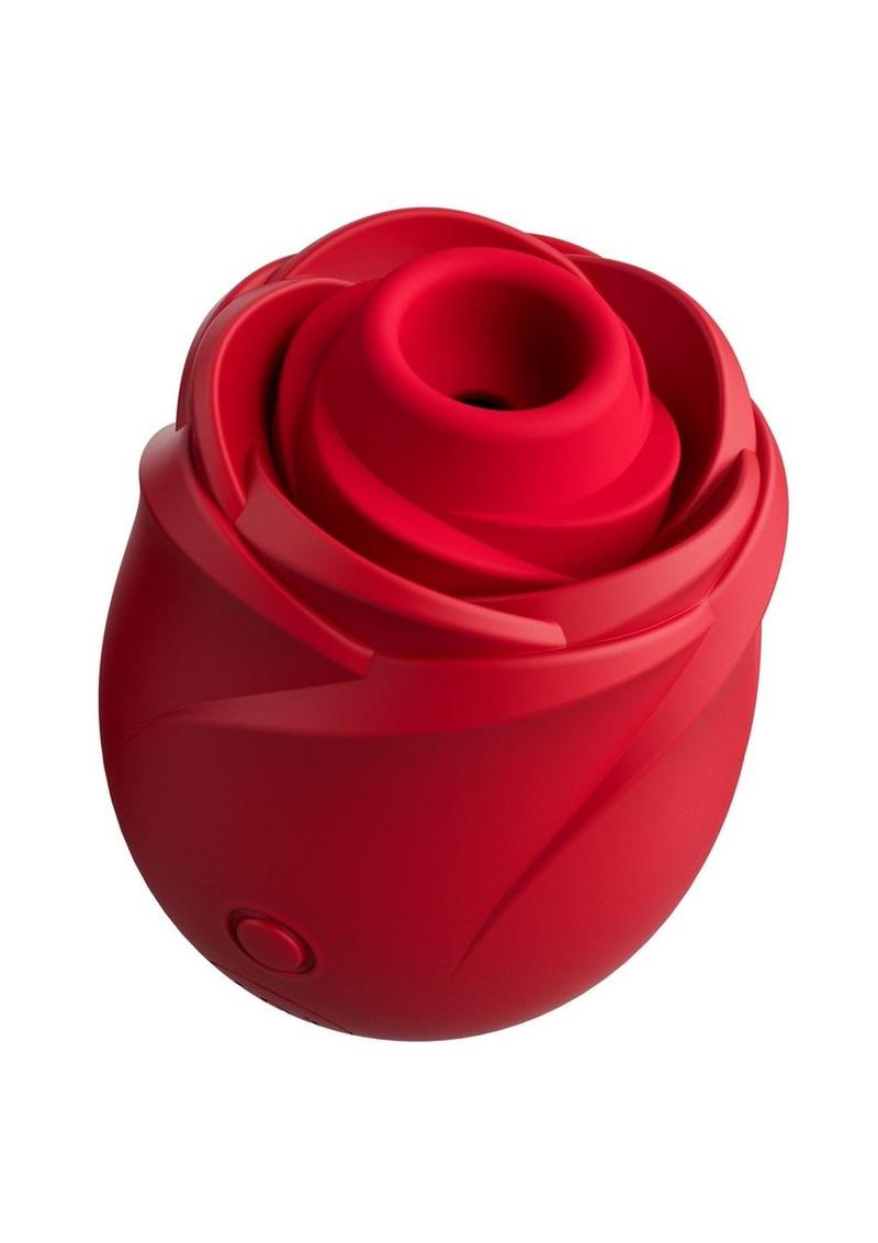 Rose Rechargeable Silicone Air Pulse Clitoral Vibrator - Red/Gold