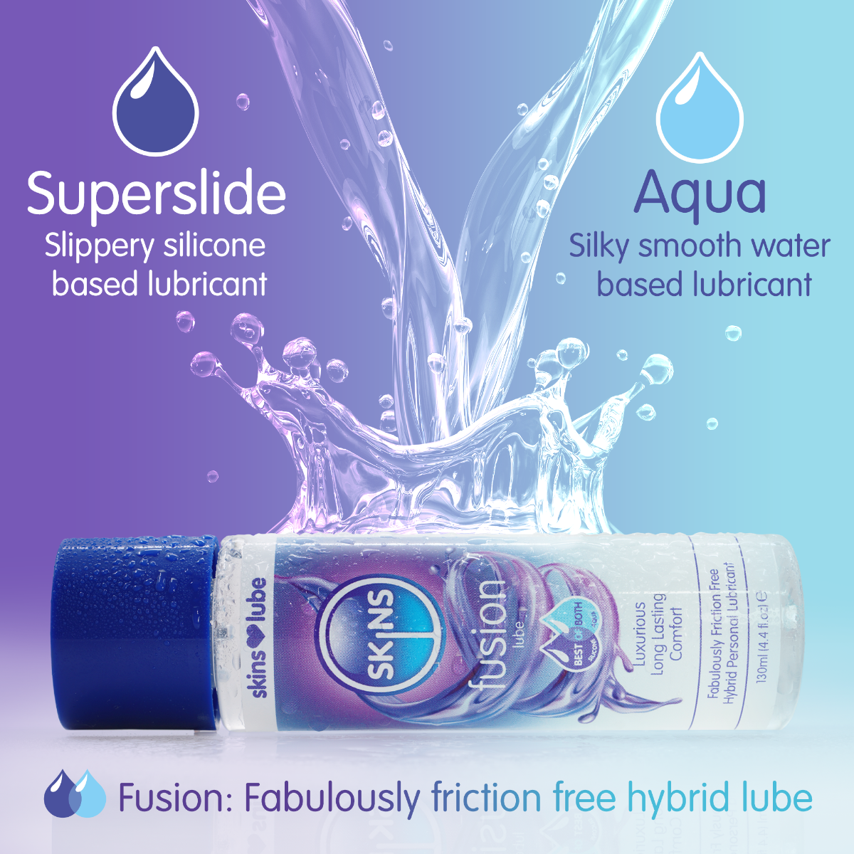 Skins Fusion Hybrid Silicone and Water Based Lubricant 4.4 oz