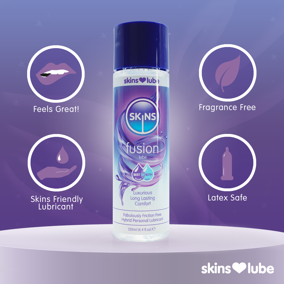 Skins Fusion Hybrid Silicone and Water Based Lubricant 4.4 oz