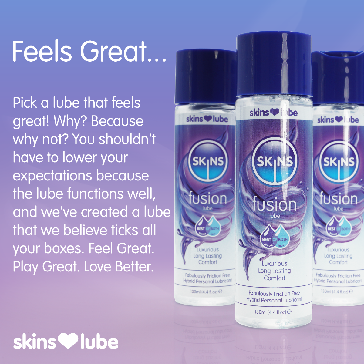Skins Fusion Hybrid Silicone and Water Based Lubricant 4.4 oz
