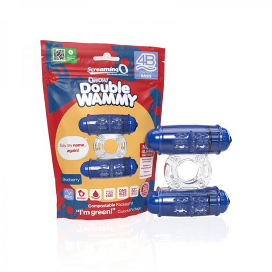 Screaming O® 4B - Double Wammy OWow® Vibrating Ring - Blueberry