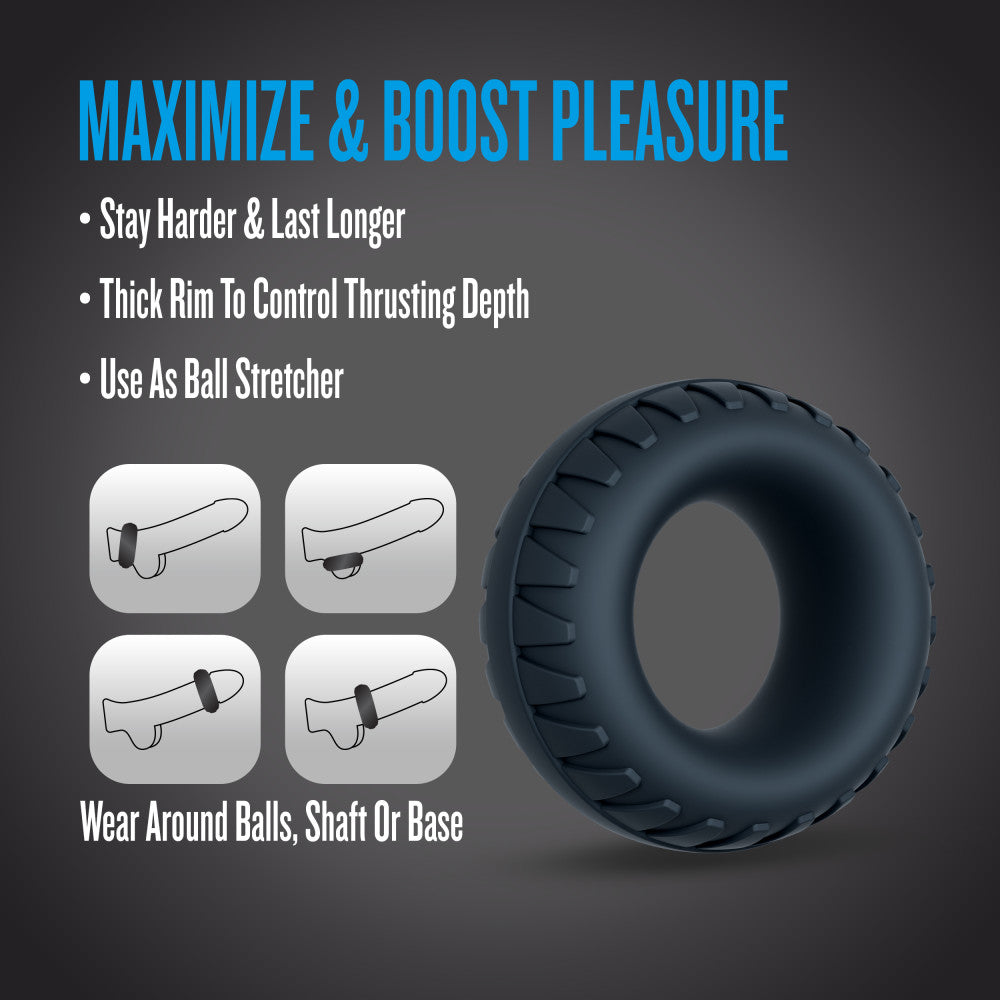 Performance Plus By Blush® | Traction Textured Cock Ring – Ultra-Thick Design – Platinum-Cured Liquid Silicone – In Black