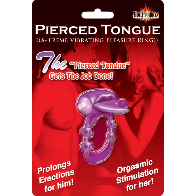 Pierced Tongue Vibrating Cock Ring (purple)