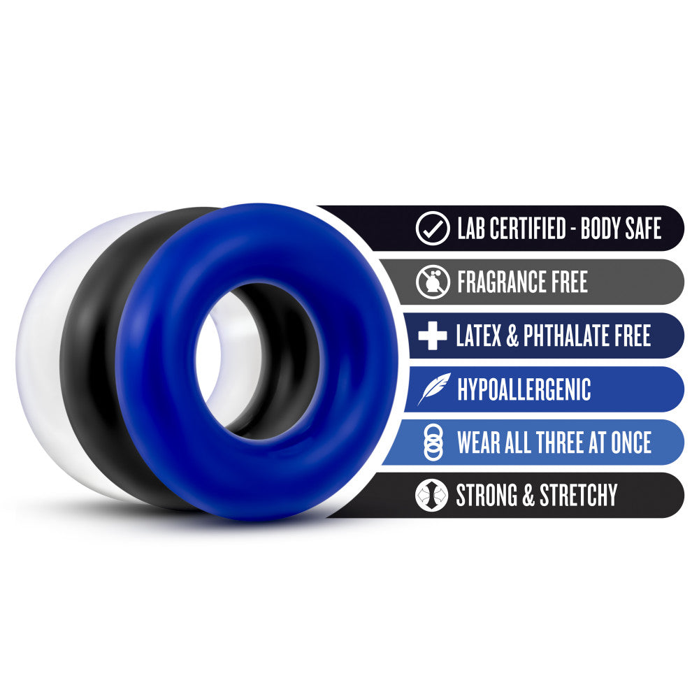 Stay Hard By Blush® | Assorted Colors Donut Penis Rings (3-Pack)