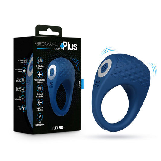Performance Plus By Blush® | Flex Pro Vibrating Cock Ring – USB Rechargeable – In Blue