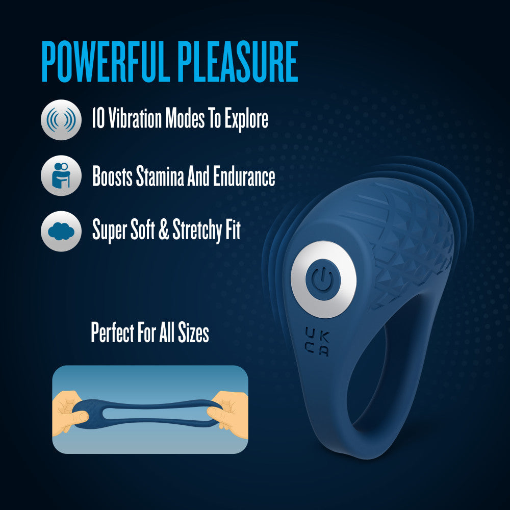 Performance Plus By Blush® | Flex Pro Vibrating Cock Ring – USB Rechargeable – In Blue
