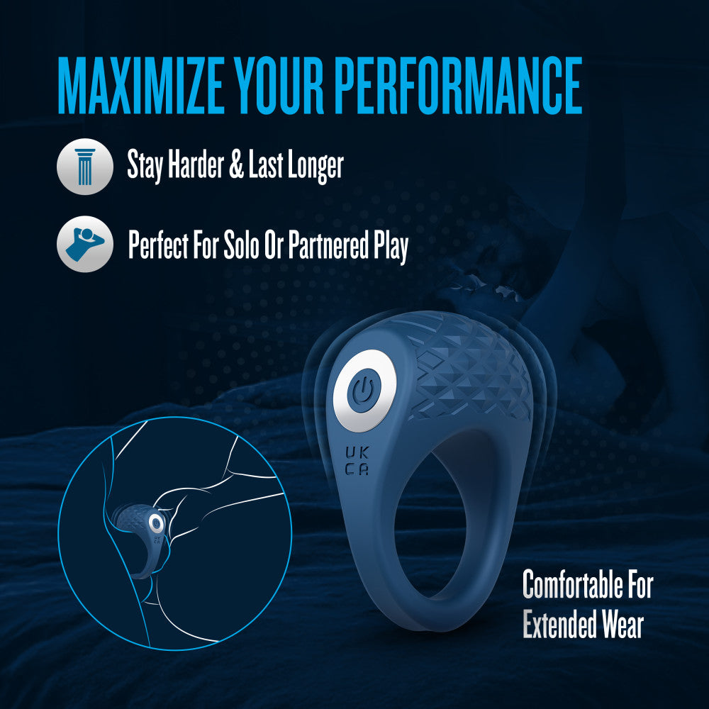 Performance Plus By Blush® | Flex Pro Vibrating Cock Ring – USB Rechargeable – In Blue