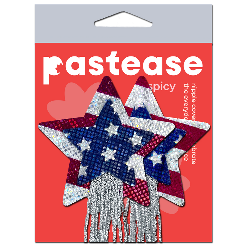 Tassel Pasties: American Patriotic Sparkling Stars & Stripes USA Breast Pasties