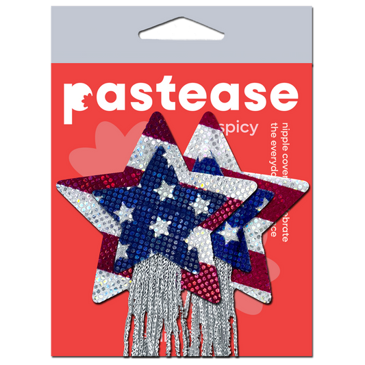 Tassel Pasties: American Patriotic Sparkling Stars & Stripes USA Breast Pasties