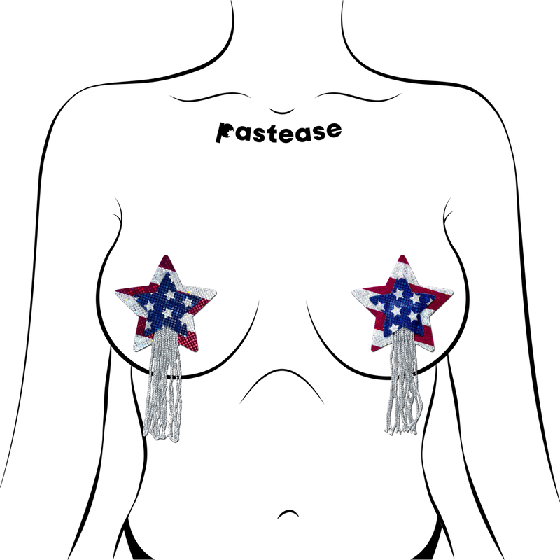 Tassel Pasties: American Patriotic Sparkling Stars & Stripes USA Breast Pasties