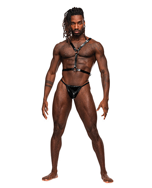 Faux Leather Sagittarius Harness with Wings - O/S