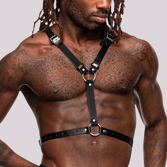 Faux Leather Sagittarius Harness with Wings - O/S