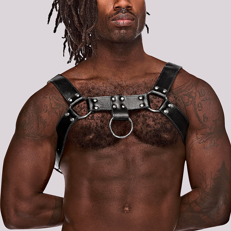 Aries Faux Leather Harness - Black - O/S