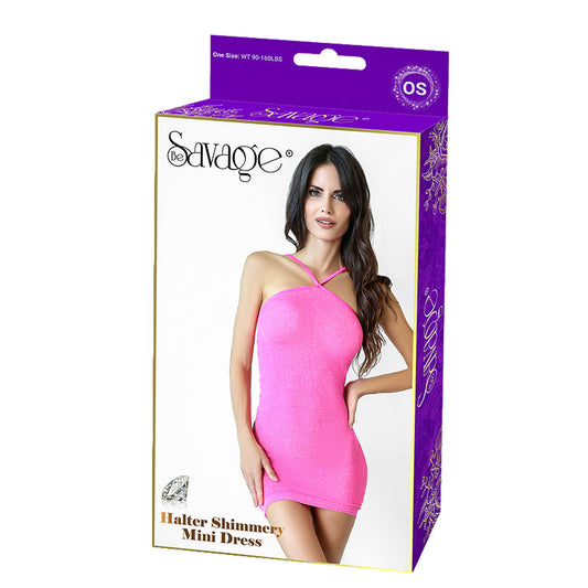 Halter Shimmery Mini Dress - O/S