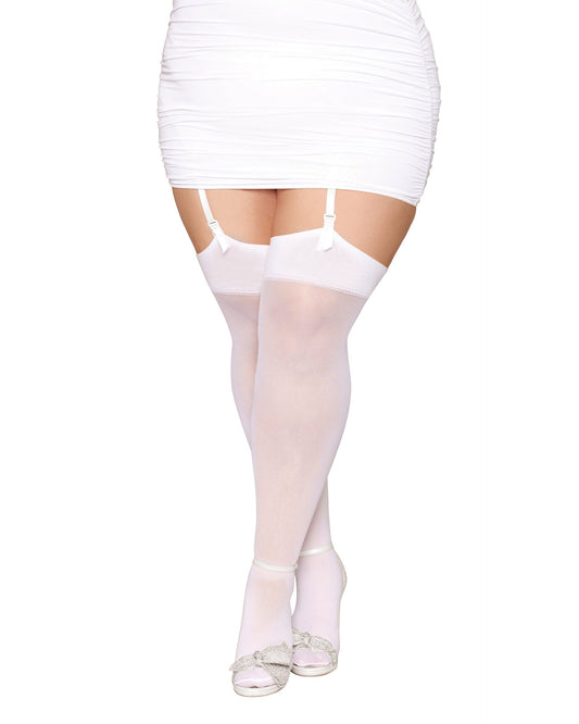 Sheer Thigh Highs with Rhinestone Seams and "Bride" Detailing - Queen