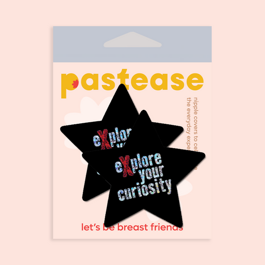 Star: 'Explore Your Curiosity' Glittering Black Star Nipple Pasties by Pastease® o/s